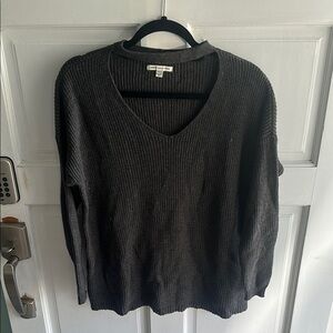 American Eagle Outfitters Gray V-Neck Sweater